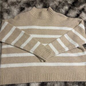 Jessica Simpson Tan and White Striped Sweater